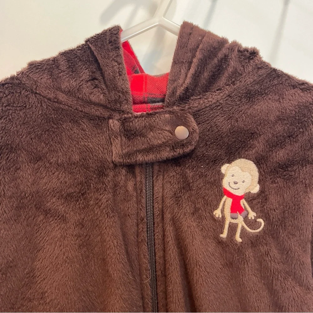 Carters Just One You Size 9 Month Monkey Baby Full Zip Hooded Winter‎ One-Piece